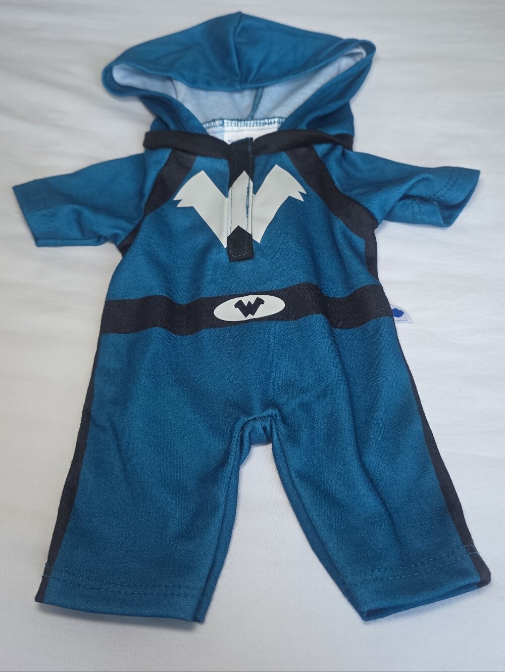 Build A Bear BAB Blue Hooded Superhero Costume Romper For Stuffed Animals
